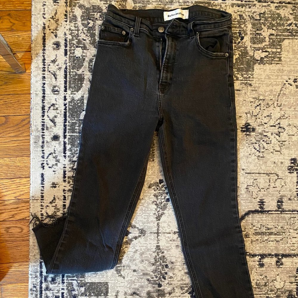 REFORMATION Gray Straight Leg Jeans